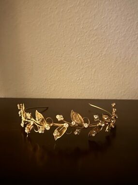 Vintage Gold Floral Rhinestone Wedding Bridal Head Piece Hair Band Accessories